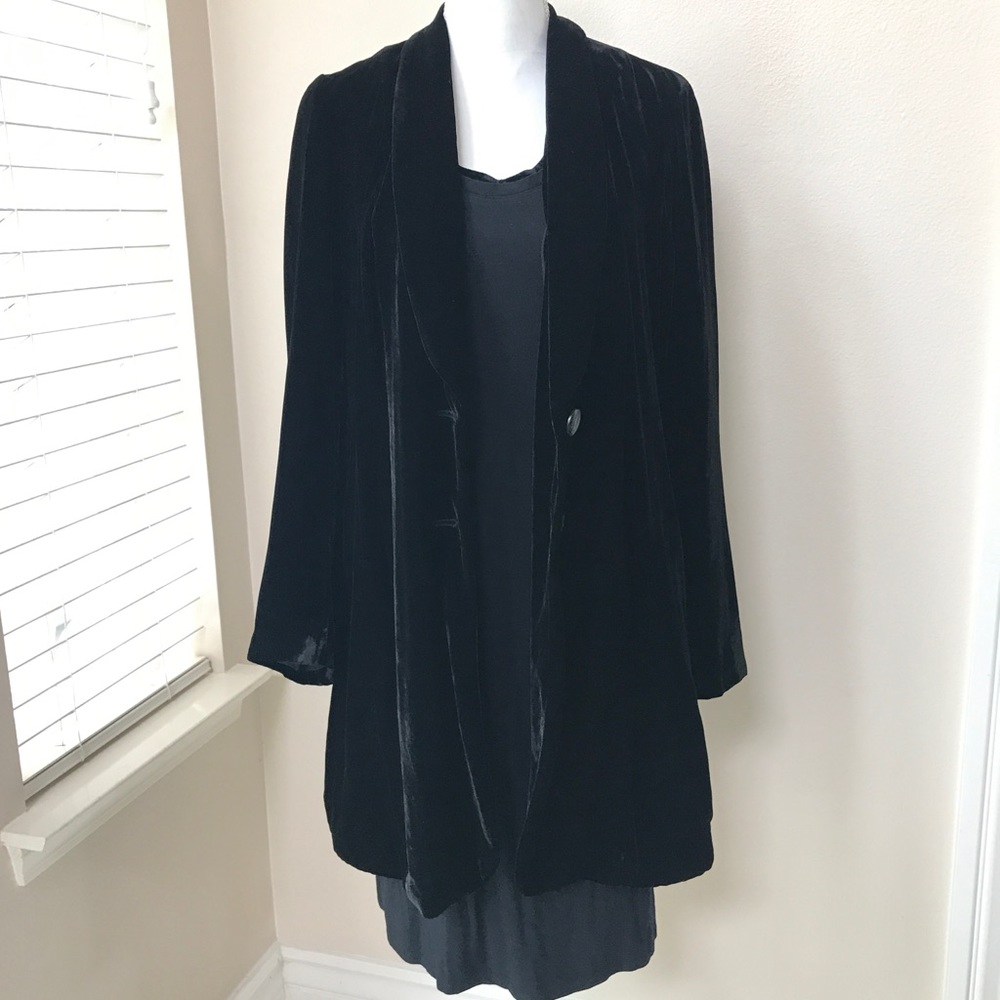 J Jill Black Velvet SET Tank Dress & Velvet Jacket Topper